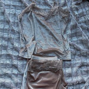 Pink Satin Lace Pajama Set